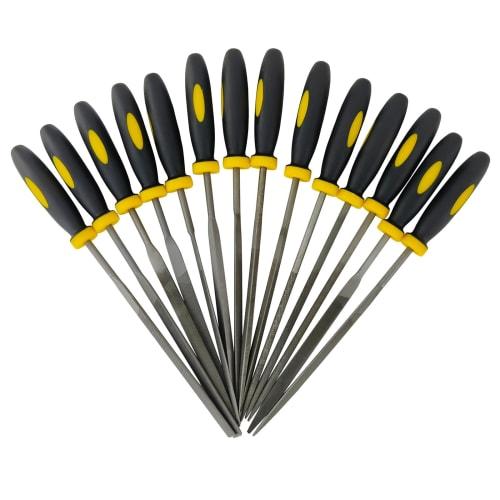 AeKeatDa 19-Piece File Set: Premium T12 Forged Alloy Steel File Set with 4 Large Flat, Triangular, Half-Round, and Round Files, 14 Needle Files, and a