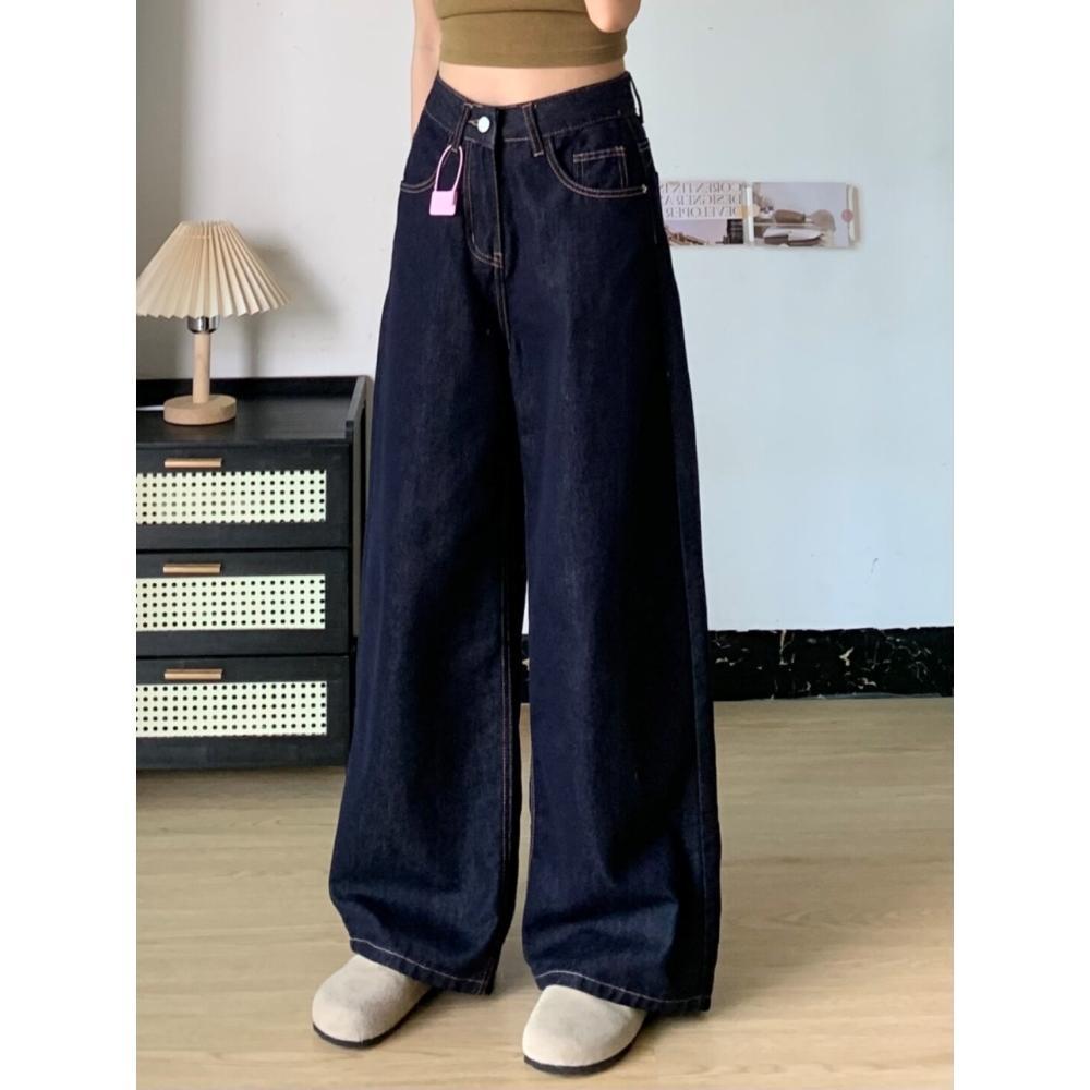Dámské džíny s vysokým pasem, retro modré, s širokými nohavicemi - Letní kolekce 2025