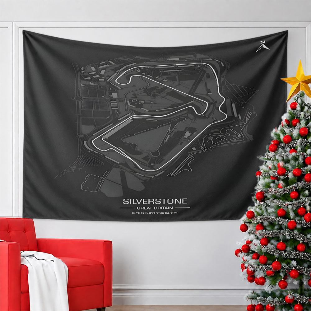 "Silverstone Circuit Map Design" Pattern Wall Hanging Tapestry Decorative Tapestry Home Decor for Bedroom and Living Room