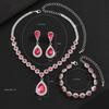 Large Waterdrop Crystal Necklace, Earrings and Bracelet Set - A Three-piece Jewelry Collection