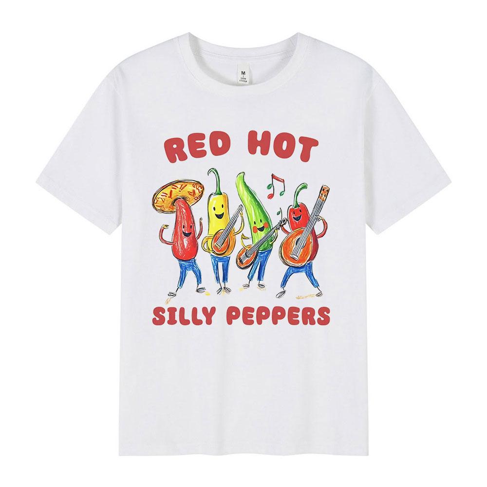 Funny T Shirt Red Hot Silly Peppers Fashion Print Vintage Men Women Oversized Hip Hop Tshirt 100 Cotton Streetwear Tshirts