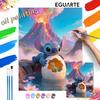 Stitch Volcano Dinosaur Egg Oil Painting Handcolored Painting Living Room Decoration Hanging Painting Wall Painting