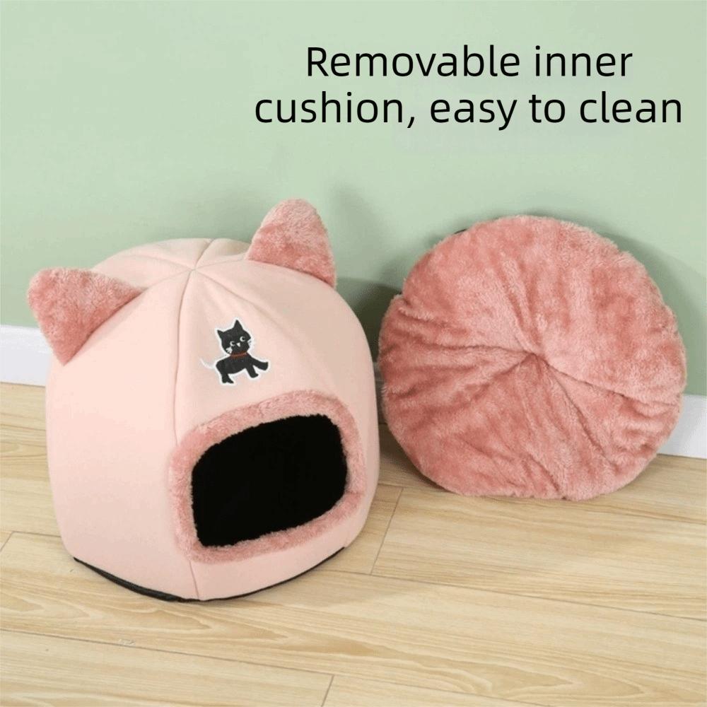 Dog Pumpkin House Semi-Closed Winter Cat Nest Cartoon Cozy Windproof Cat Cave Warm Anti-Slip Dog Kennel for Cats and Dogs
