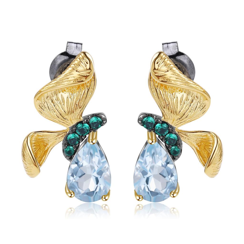 Boucles d'oreilles papillon de créateur originales, style naturel, argent s925, pierres précieuses naturelles, améthyste