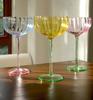 Colorful Glass Vertical Stripes Petal Shaped Glasses Goblet Grape Wine Glass Red Wine Glass Dessert Glass Bowl