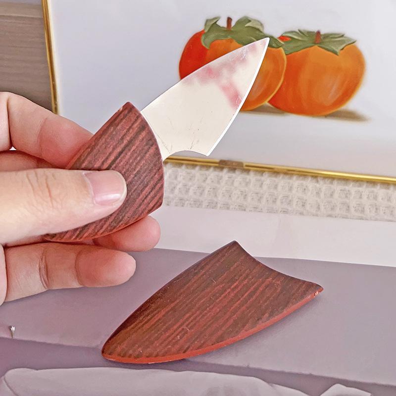 Little Fat Pig Knife Mini Pocket Knife Portable Wooden Fish Knife Wood Grain Knife Outdoor Portable Short Knife Kitchen Fruit Knife