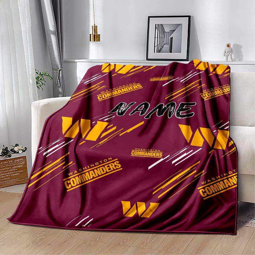 Commanders Team Spirit Personalized Text Blanket Cozy Customizable Blanket Warmthful Decor Throw For Nap Seaside Bed Sofa All-Season Use
