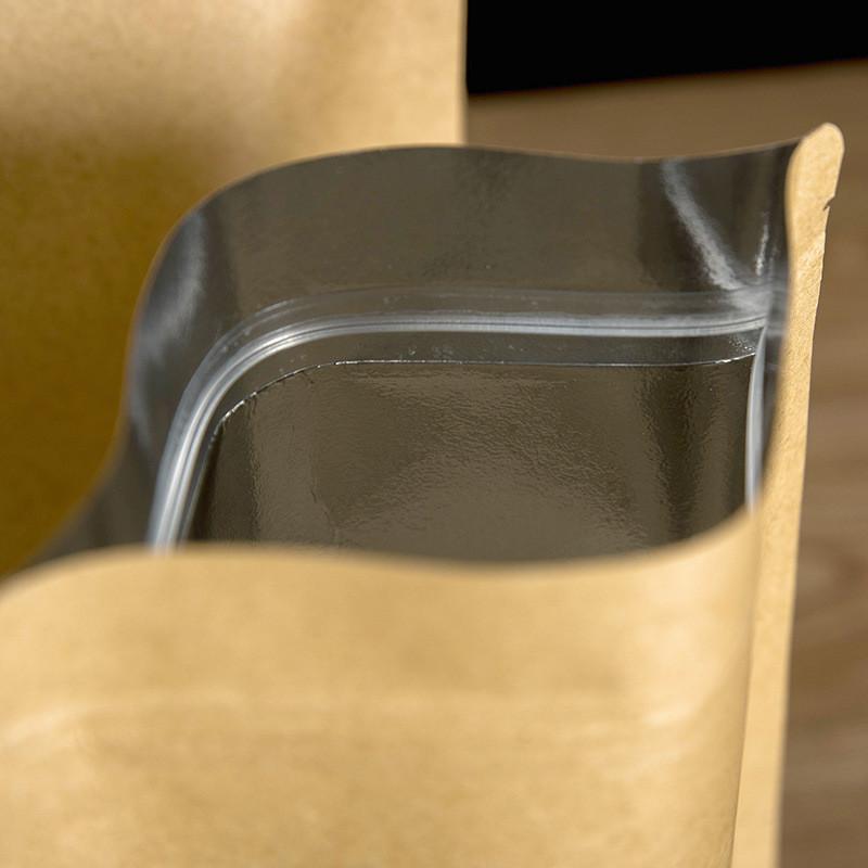 50pcs 15x22cm Tea Kraft Paper Stand Up Self-sealing Bags Aluminized Thickened Food Dried Fruit Sealed Packaging