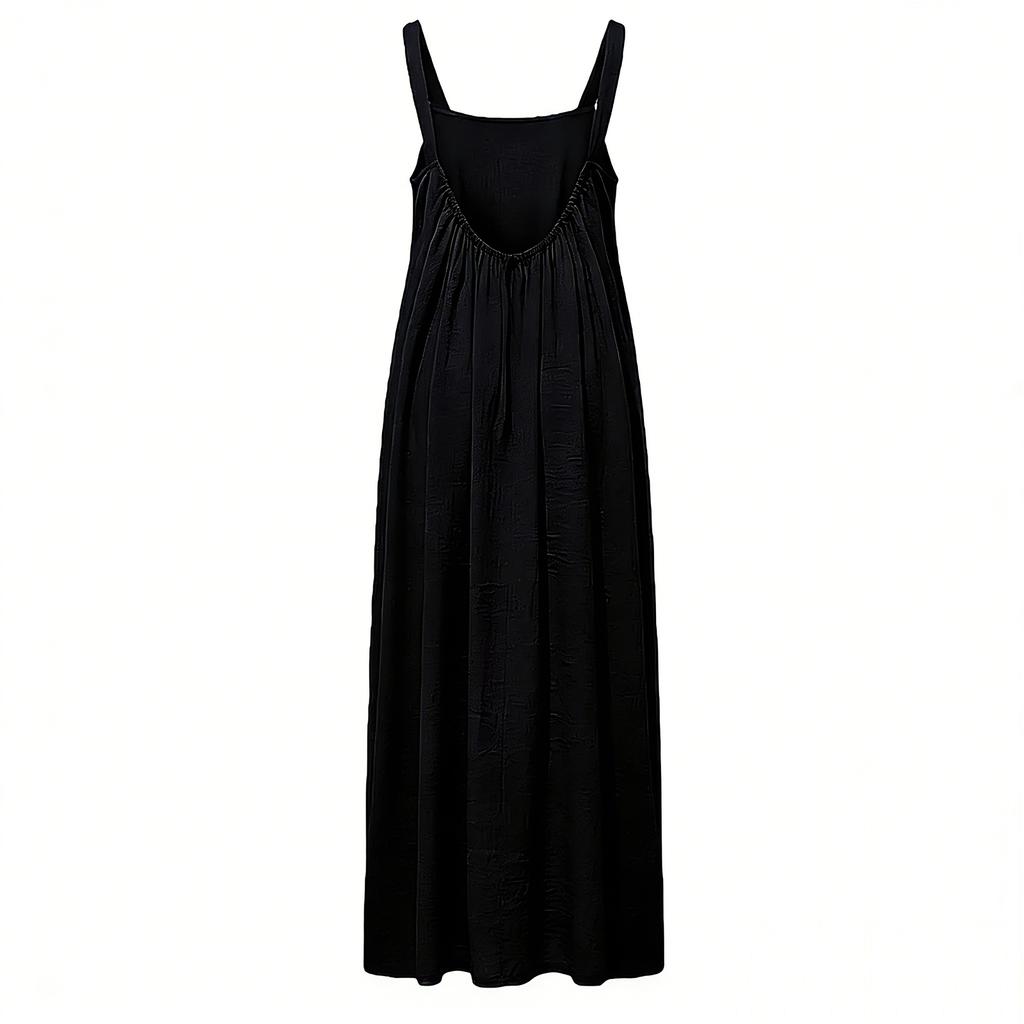 Women's Color Casual Camisole Regular Pleated Dress Long Skirt