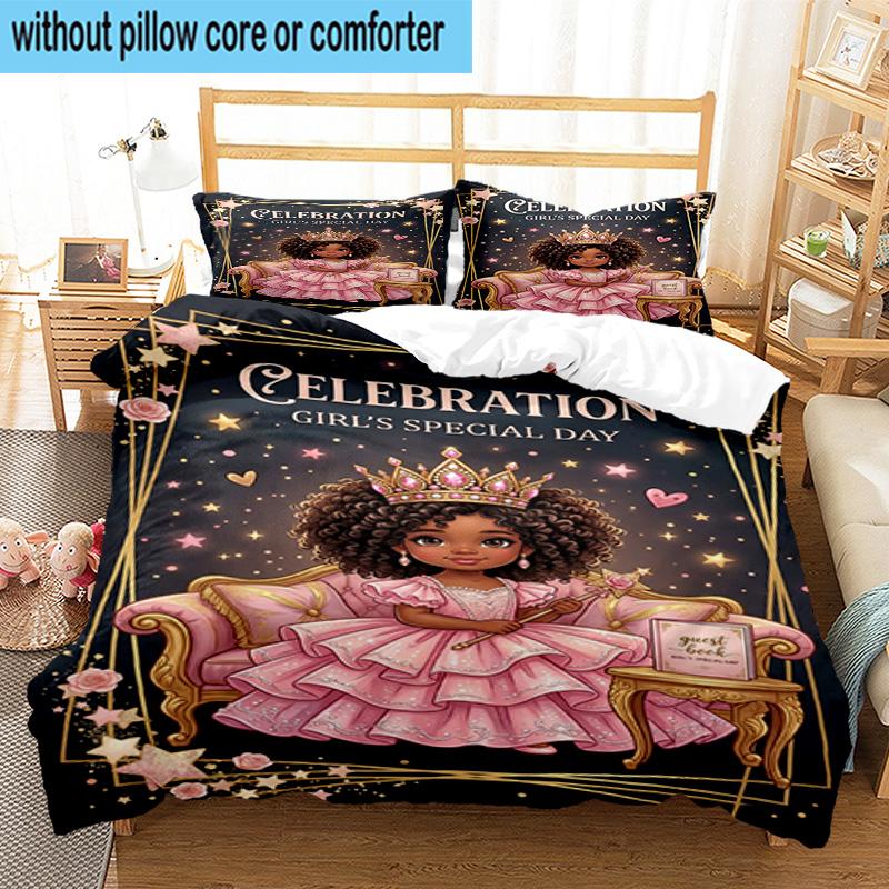 Galactic Princess Adventure 3pcs Bedding,Including 1pc Duvet Cover And 2pcs Pillowcases Perfect for Christmas,Ideal for Bedroom, Dormitory