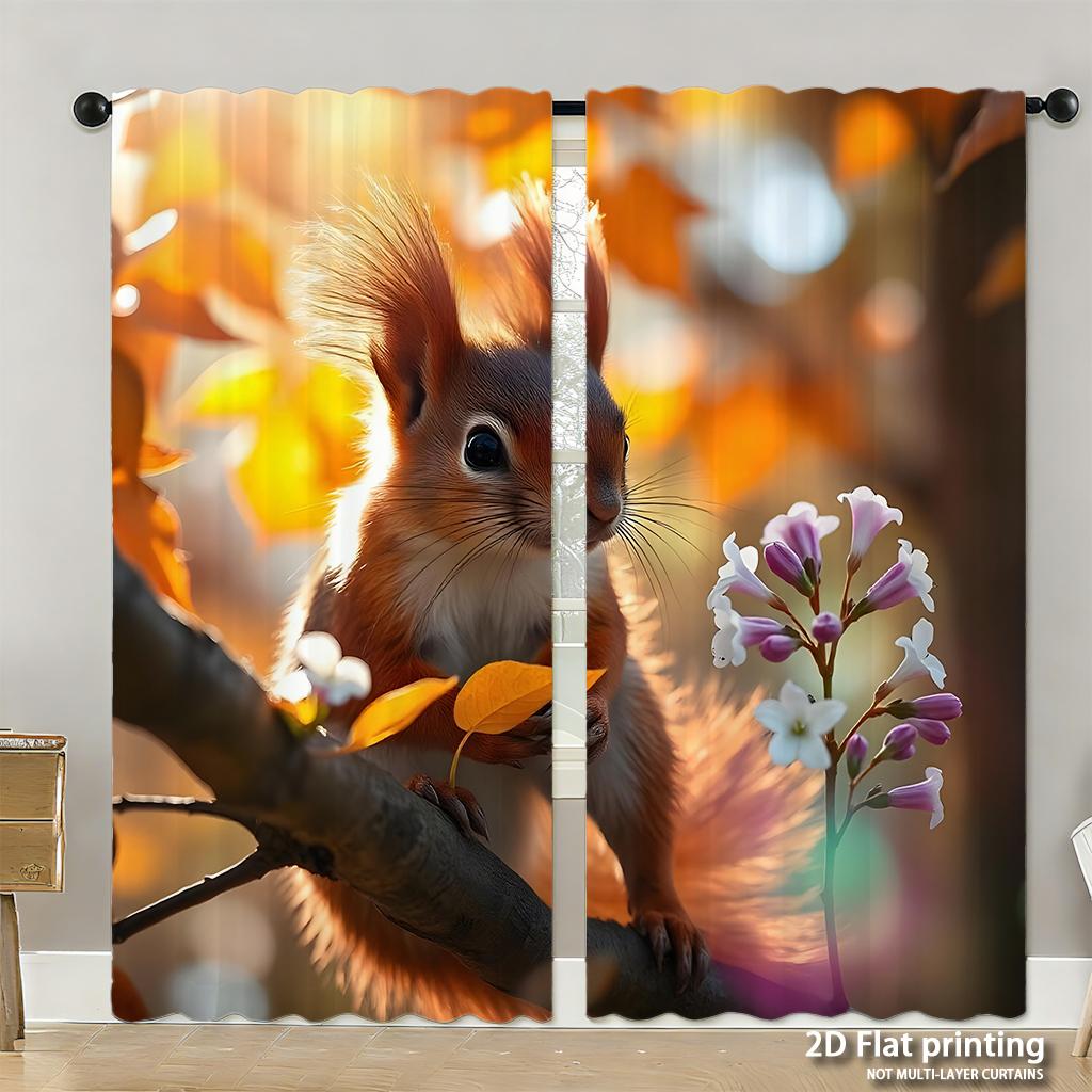 Piece Set High Definition Digital Printed Curtainschristmas Pinecones Redberries Greenbranches Nature Style Seamless Patter Curtains Made Of Polyester