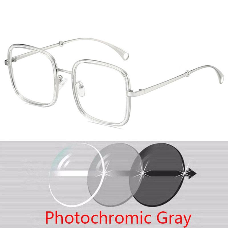 -1.0 -1.5 -2.0 -2.5 -3.0 Bis -6.0 Damen Herren Mode Quadratische Kurzsichtigkeitsbrille Übergroße Brille Studenten Metall Klare Gläser