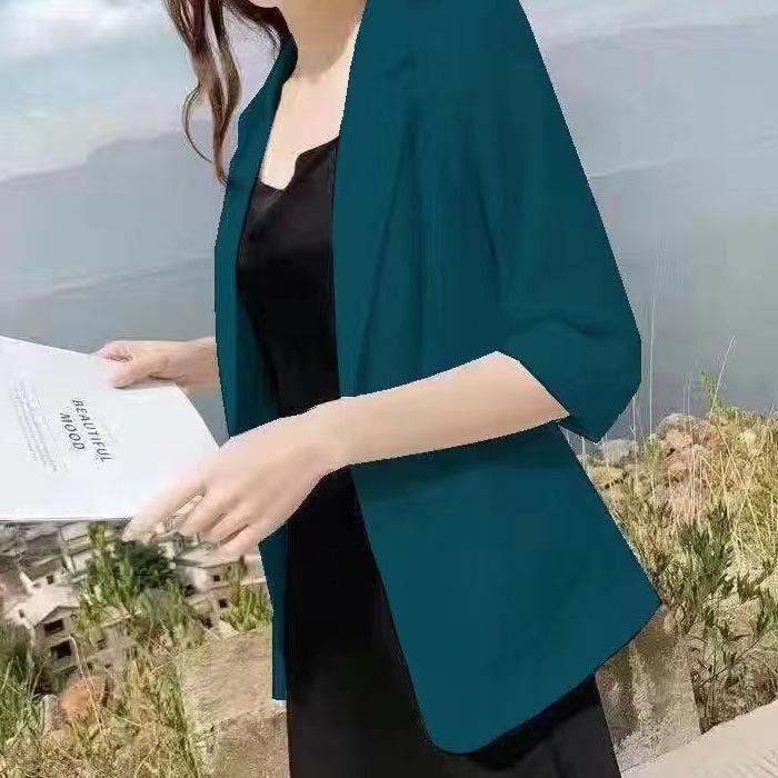 Women's Cotton Linen Blazer - Spring/Summer 2025 British Style, Casual Sun Protection Jacket