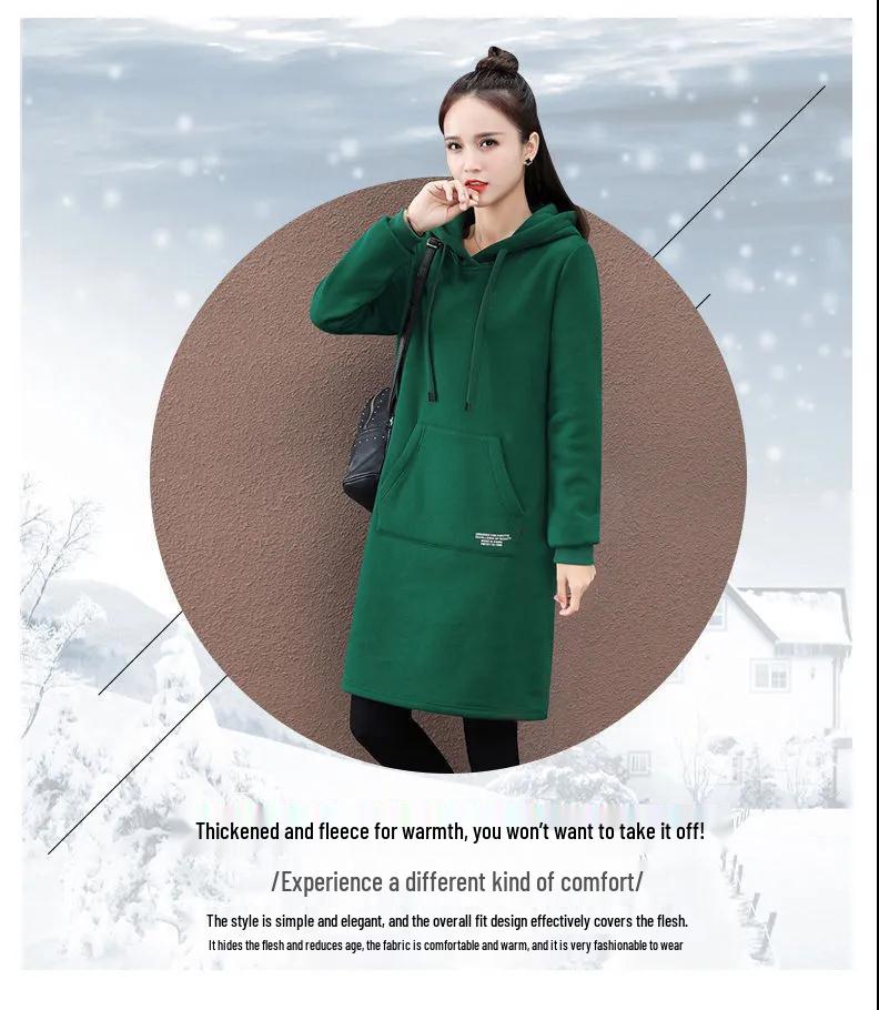 Women's Trendy Fleece-lined Korean Style Hoodie, Long-sleeved and Loose Fit for Autumn and Winter 2022.