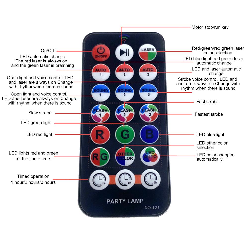 RGB LED Stage Light Disco DJ Laser Projector Lamp Sound Activated Strobe Light Remote Control Party Light for Home Bar Club
