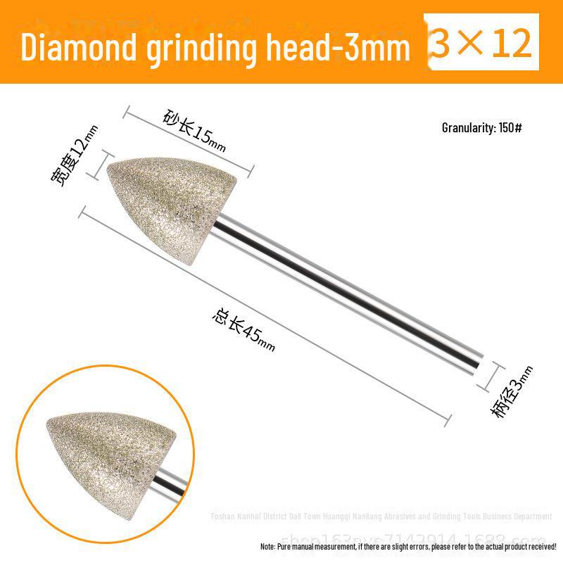3mm Diamond Grinding Heads for Electric Grinder – Cylindrical, Bullet, Umbrella, Ball Shapes