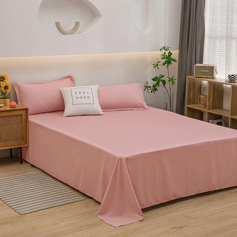 Solid Color Washed Cotton Bed Sheet Set - Fitted Sheet & Duvet Cover for Dorms