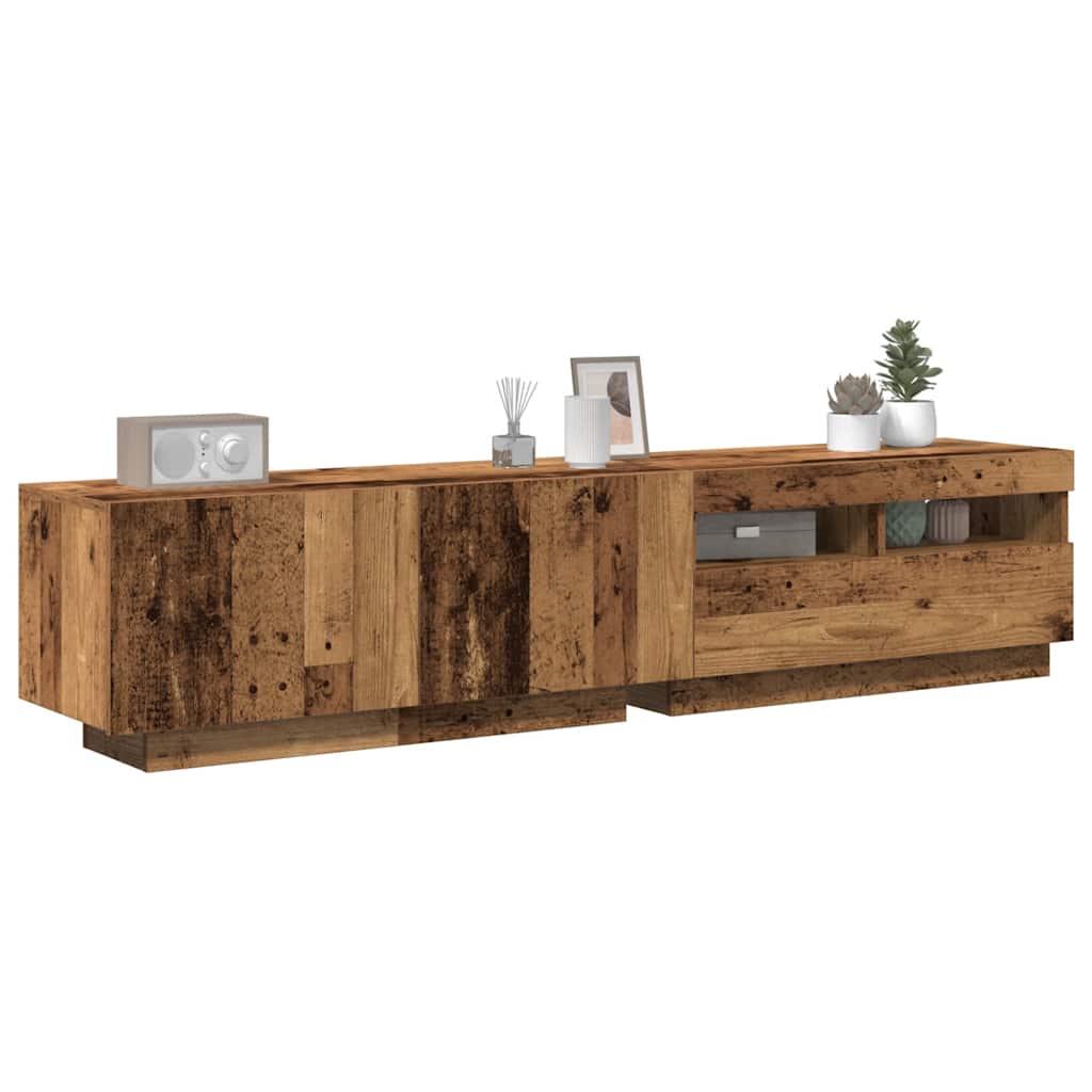 TV Stand with LED Lights Artisan Oak Finish 180 x 35 x 40 cm