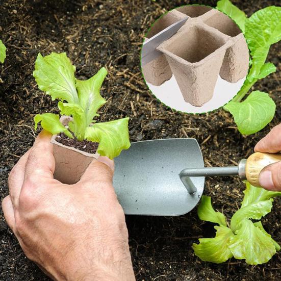 12-Cell Seedlings Tray Biodegradable Plant Pots Breathable Seeds Starter Tray with Tags And Tools for Flowers