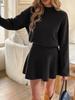 Women's Long Sleeve Colorful Knit Dress with Half High Neck