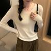 European tops, new V-neck inner wear, women's autumn and winter long-sleeved, slim-fitting, soft and waxy cashmere knitted bottoming shirts