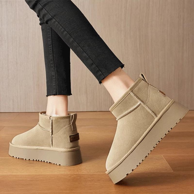 Модные зимние женские короткие плюшевые теплые зимние сапоги повседневная обувь новые — фото 3