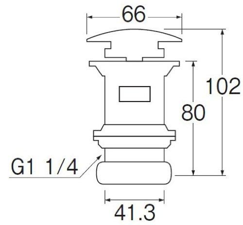 SANEI (SANEI) Washroom Supplies Pop-up Horizontal Drain Plug for Overflow, 46mm Hole Diameter, H3310-32