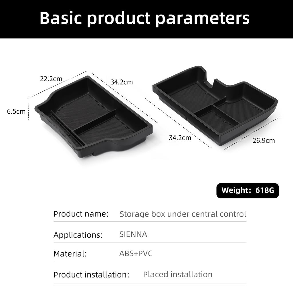 for Toyota Sienna 2025-2025 Central Lower Storage Box Tray  Organizers Tidying Black Car Accessories