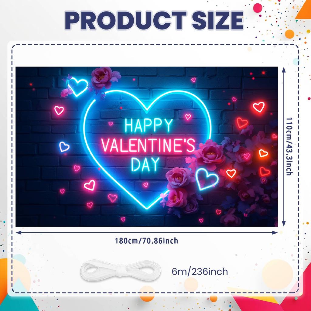 Love Party Banner Heart Pattern Valentine's Event Backdrop Happy Valentine's Day Banner Gift Box Design For Photo Shoot Lover's