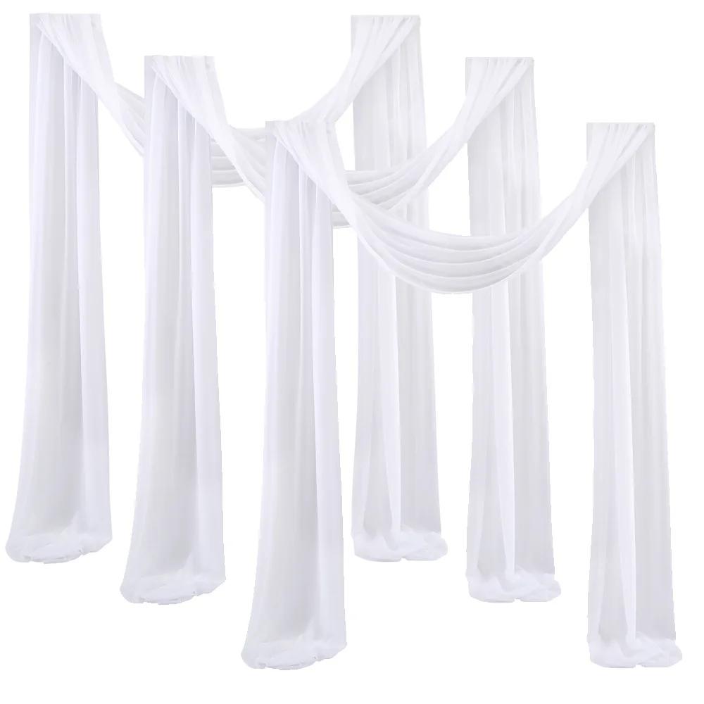 3Pack Set Wedding Arch Drape Fabric Sheer Chiffon Tulle Curtain Draping Backdrop Party Supplies Home Drapery Ceremony Decoration