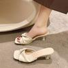 Sexy Pointed Toe Mule High Heels Women Slipper Mixed Color Slip On Slides Summer Party Stripper Sandal Shoes