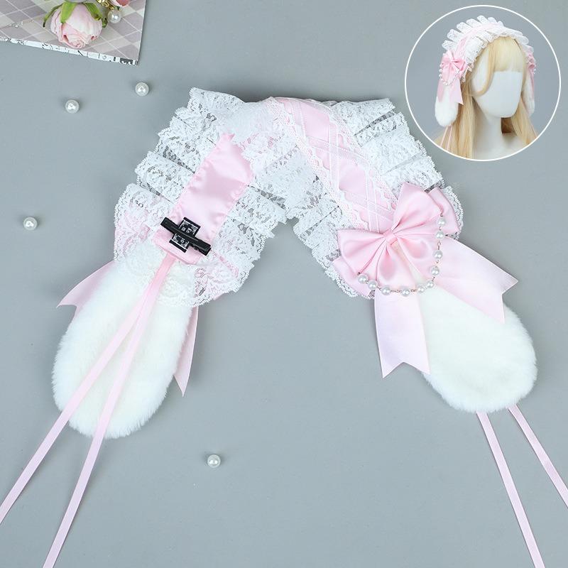 Comic-Con Lolita Rabbit Ears Headband Bow Soft Sister Style Rabbit Ears Hair Accessories Second Dimensional Maid Lady Headdress