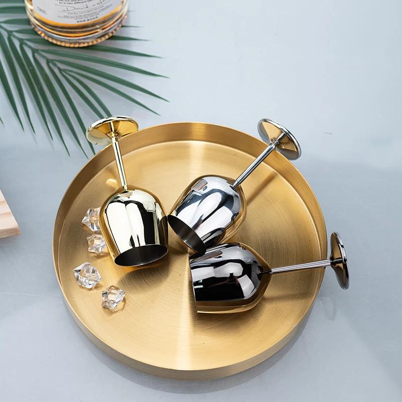 6Pcs Mini 70ml Stainless Steel Glass 2oz Cocktail Creative Metal Bar Restaurant Champagne Glass Red Wine Glass Barware Cup