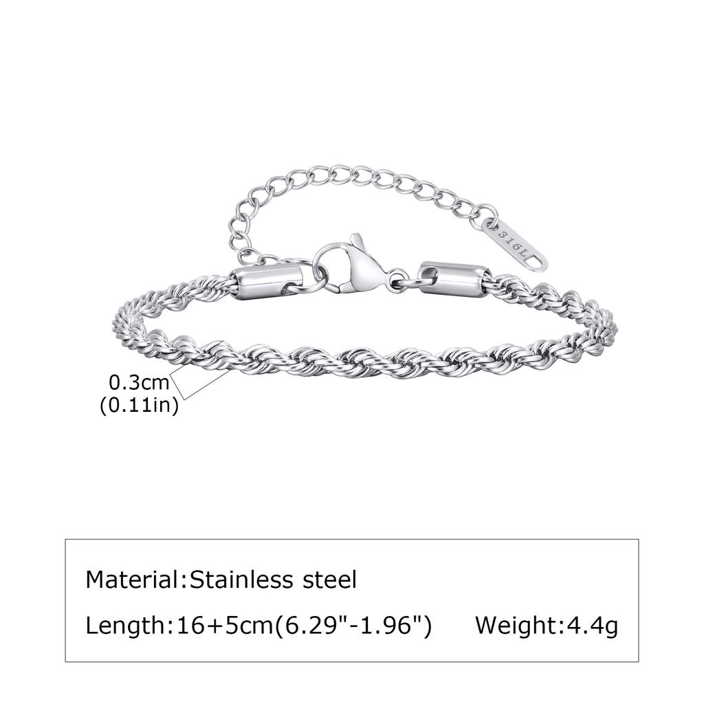 Men's Thin Chain Bracelet,Adjustable Stainless Steel Metal Chain Wristband,Classic Hip Hop Trendy Jewelry Gift for Him