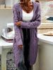 Women's Solid Color Loose Knit Cardigan - Chunky Mid-Length Cable Knit Sweater Coat