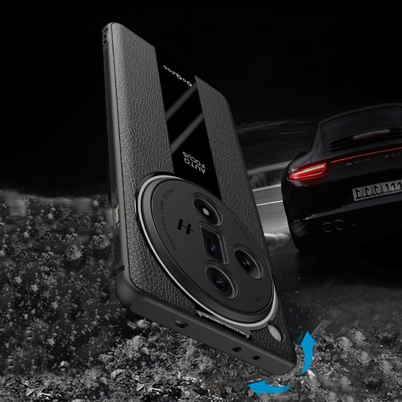 Q.COO Für Oppo Find X7 5G Hülle PU-Leder+TPU+Acryl Kratzfest Handyhülle