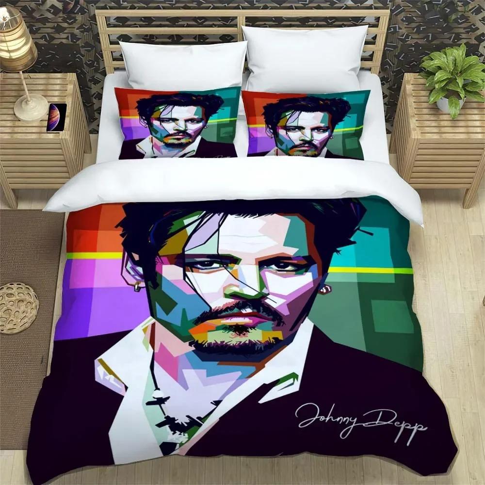 Johnny Depp Pattern Quilt Cover With Pillowcases 3D Digital Printed Bedding Set Twin Full Queen King Gift