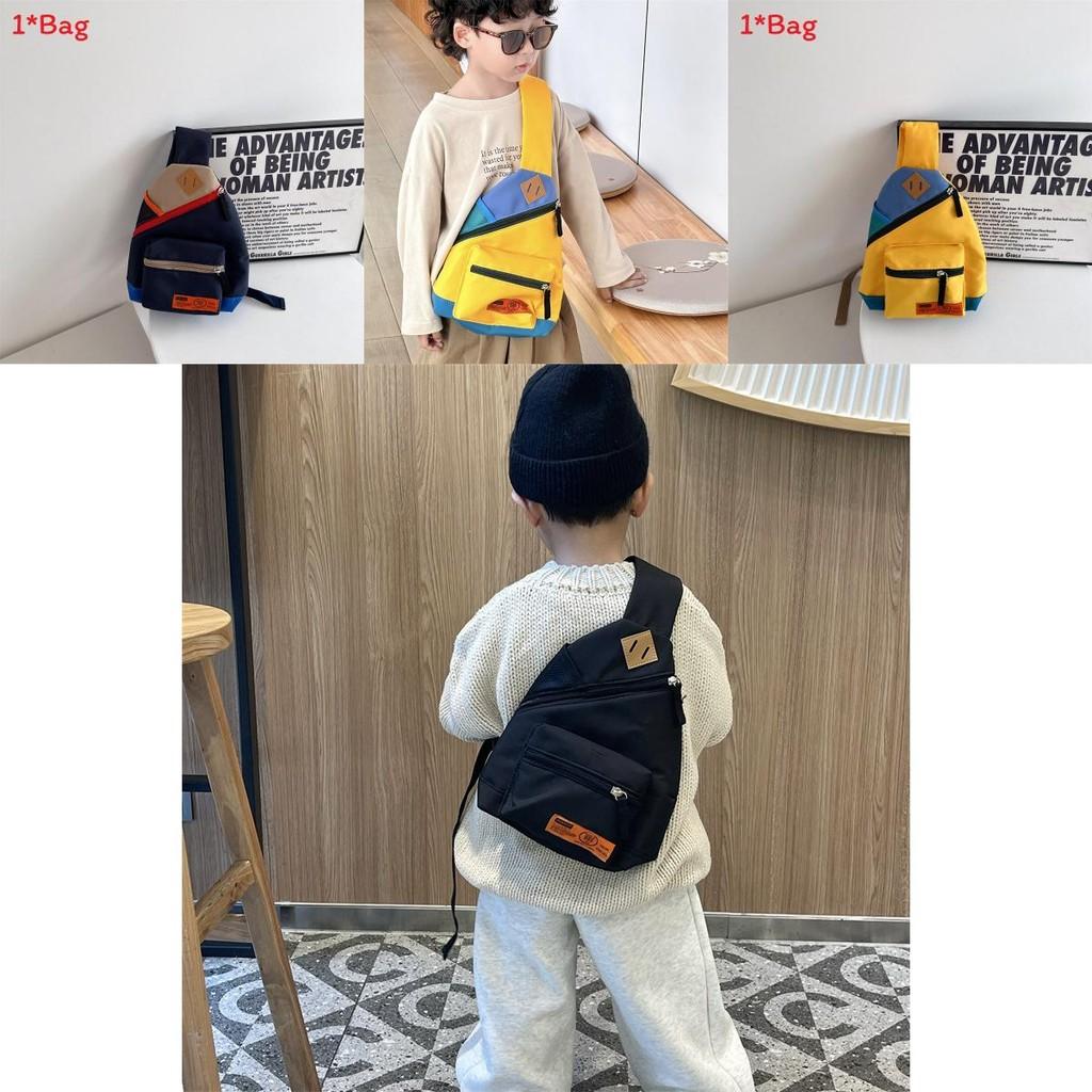 Modern Kids Canvas Chest Bag With Geometric Pattern For Daily Play And School Use