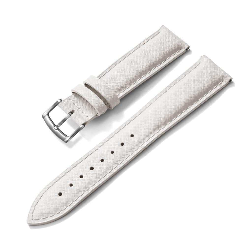 STAPELP 18mm 19mm 20mm 22mm Sailcloth Strap FKM TOP+Leather Base Tropical Texture Rubber Watch Bands Quick Release Pin Buckle
