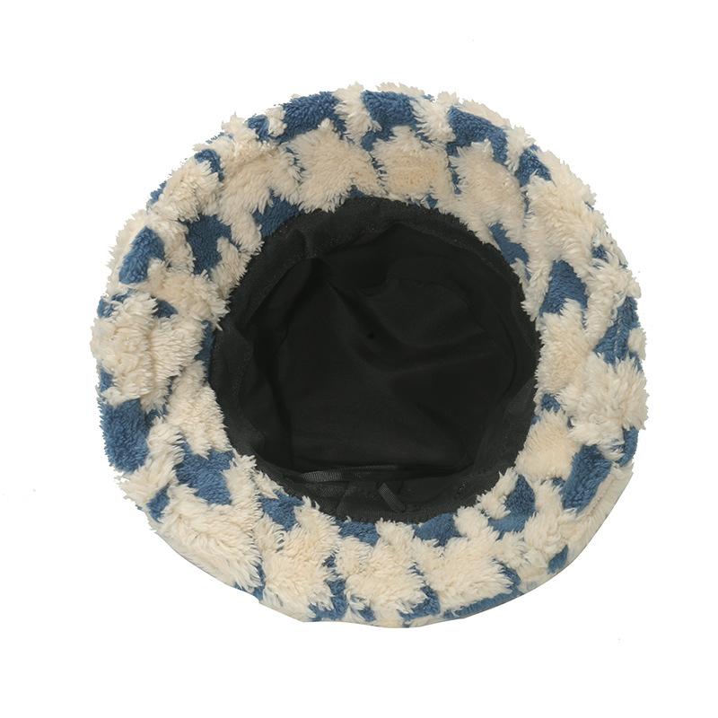 Autumn and winter new washbasin hat European and American trend warm hat thousand bird grid plaid bucket hat winter