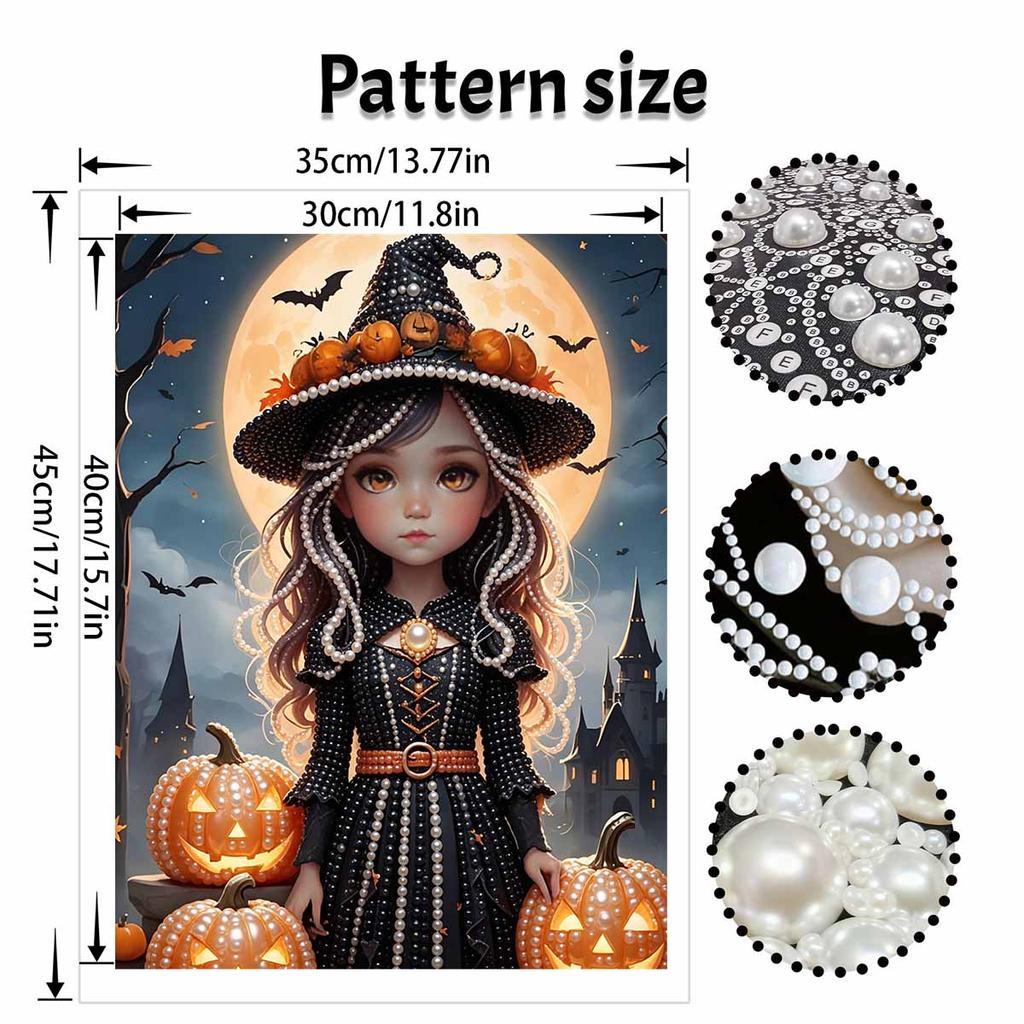 Halloween witch pearl painting art full pearl handmade diy home decorations with pumpkin patterns