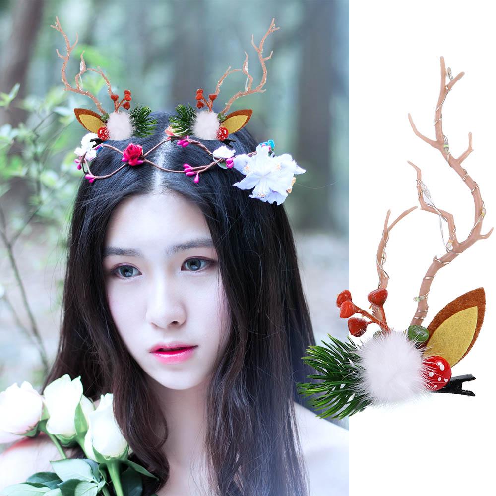 Light Deer Horns Women Hair Clip Korean Style Hair Clip Hair Accessories Christmas Antlers Hairpin