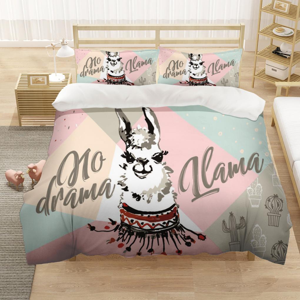Alpaca Duvet Cover King/Queen Size Alpacas In Love Pattern Bedding Set Black White Argentina Animal 2/3pcs Polyester Quilt Cover