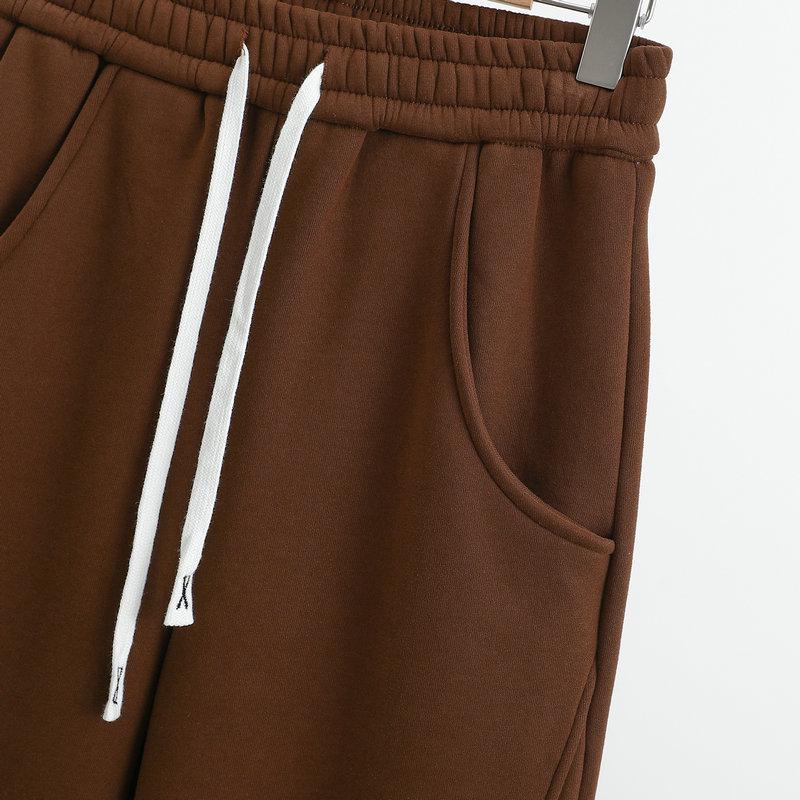 Women's Wide-Leg High Waist Winter Drape Sports Pants with Plush Velvet