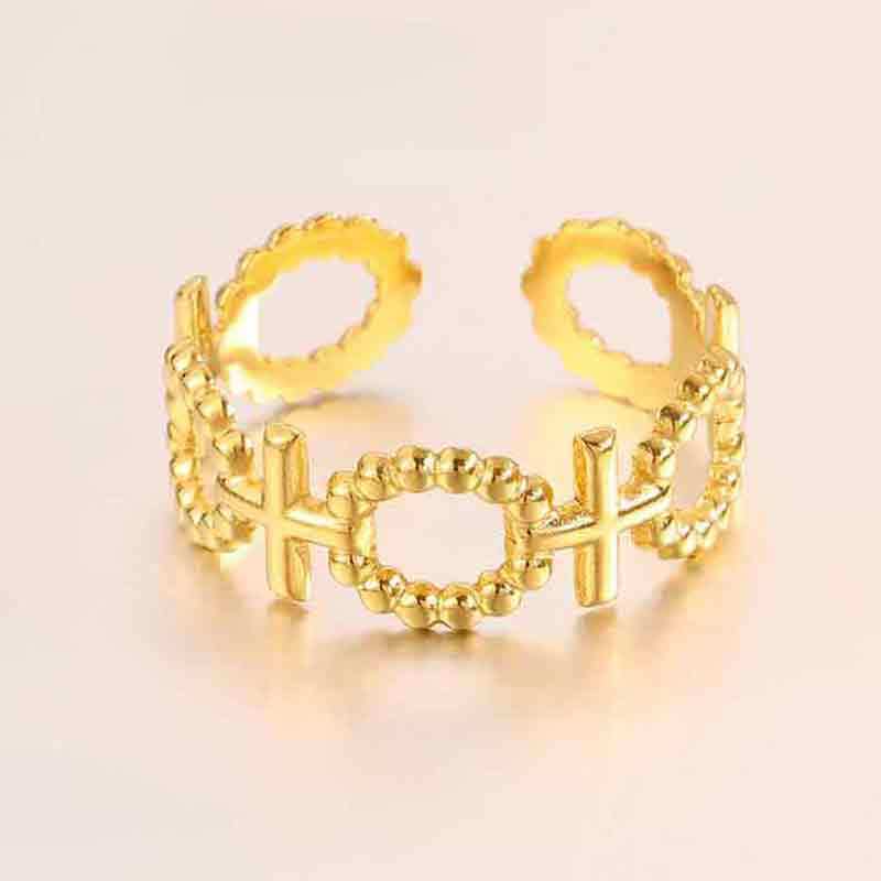 Popular Fashion Stainless Steel Heart-shaped Open Ring for Women, Light Luxury, Niche, High-end Style Finger Ring, 18K Gold Ring