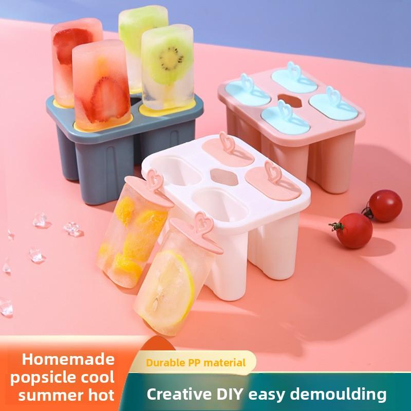 Eis am Stiel Form mit vier Fächern in Kontrastfarben für den Heimgebrauch