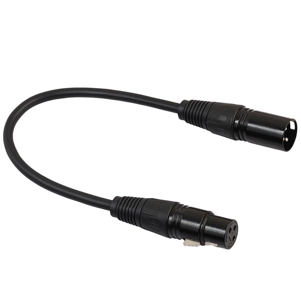 

SONONIA Microphone Cable, 0.3m Extension Cord, Audio Male to Female Plug, XLR, Black & Silver - Black