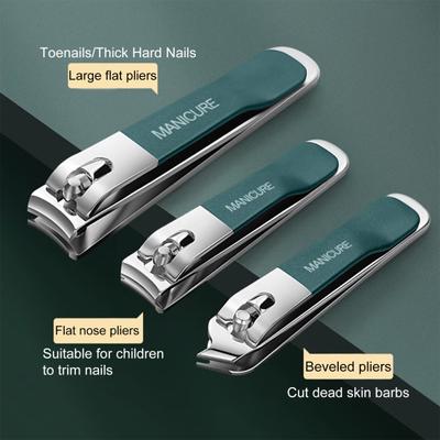 4 pezzi/set tagliaunghie finte per unghie dei piedi, con custodia in pelle, robusto bordo curvo professionale in acciaio inossidabile