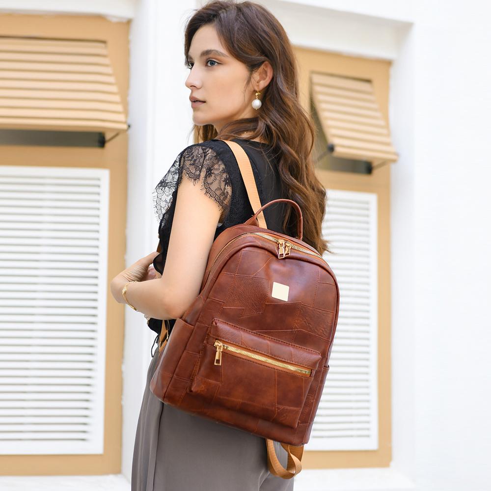 Batoh s velkou kapacitou Dámský lehký měkký kožený batoh Cestovní batoh
