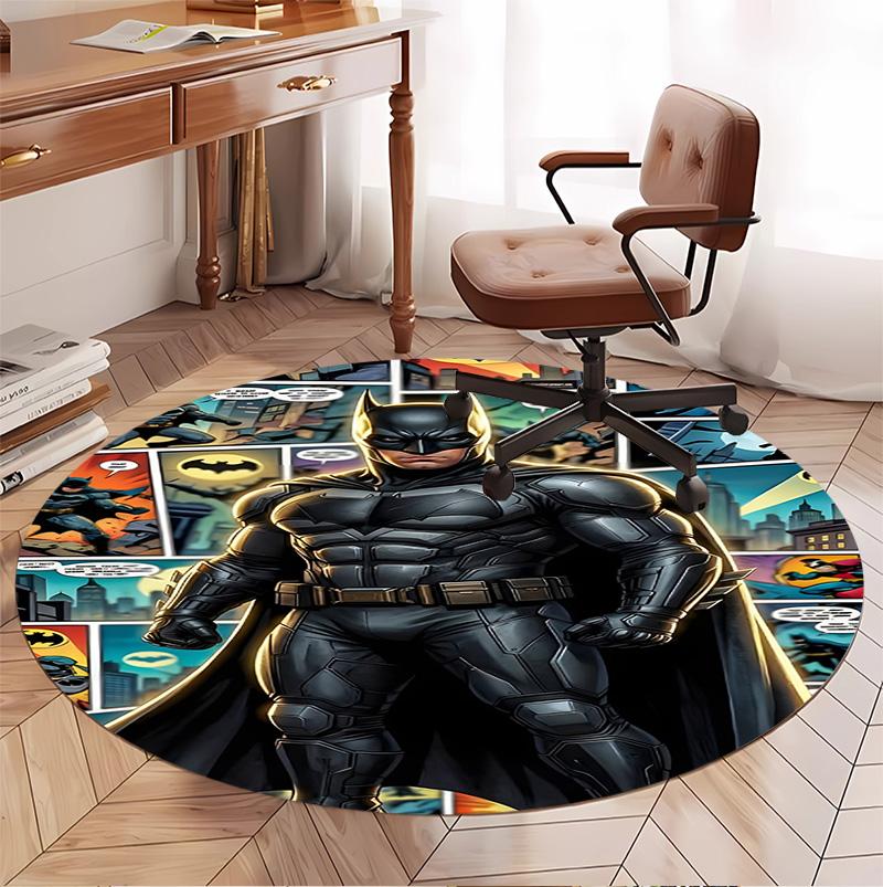 Superheroes Pattern Round Rug, Indoor/Outdoor Mat, for Picnic, Gameroom, Bedroom, Office, Living Room, Home Decor Carpet, Birthday Gift